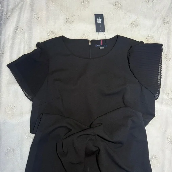 NWT Tommy Hilfiger Black Cap Sleeve Midi Dress Size 16 - Picture 4 of 6
